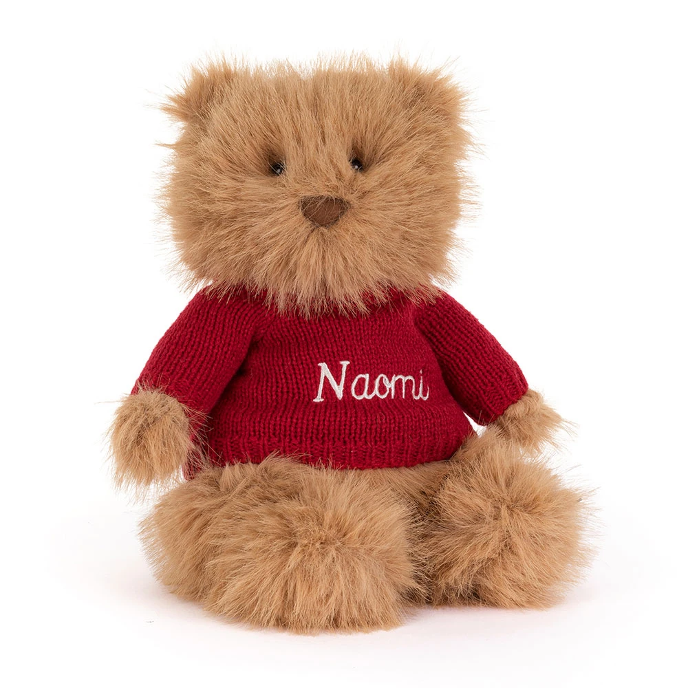 Bartholomew Bear Bouffant with Personalised Red Jumper