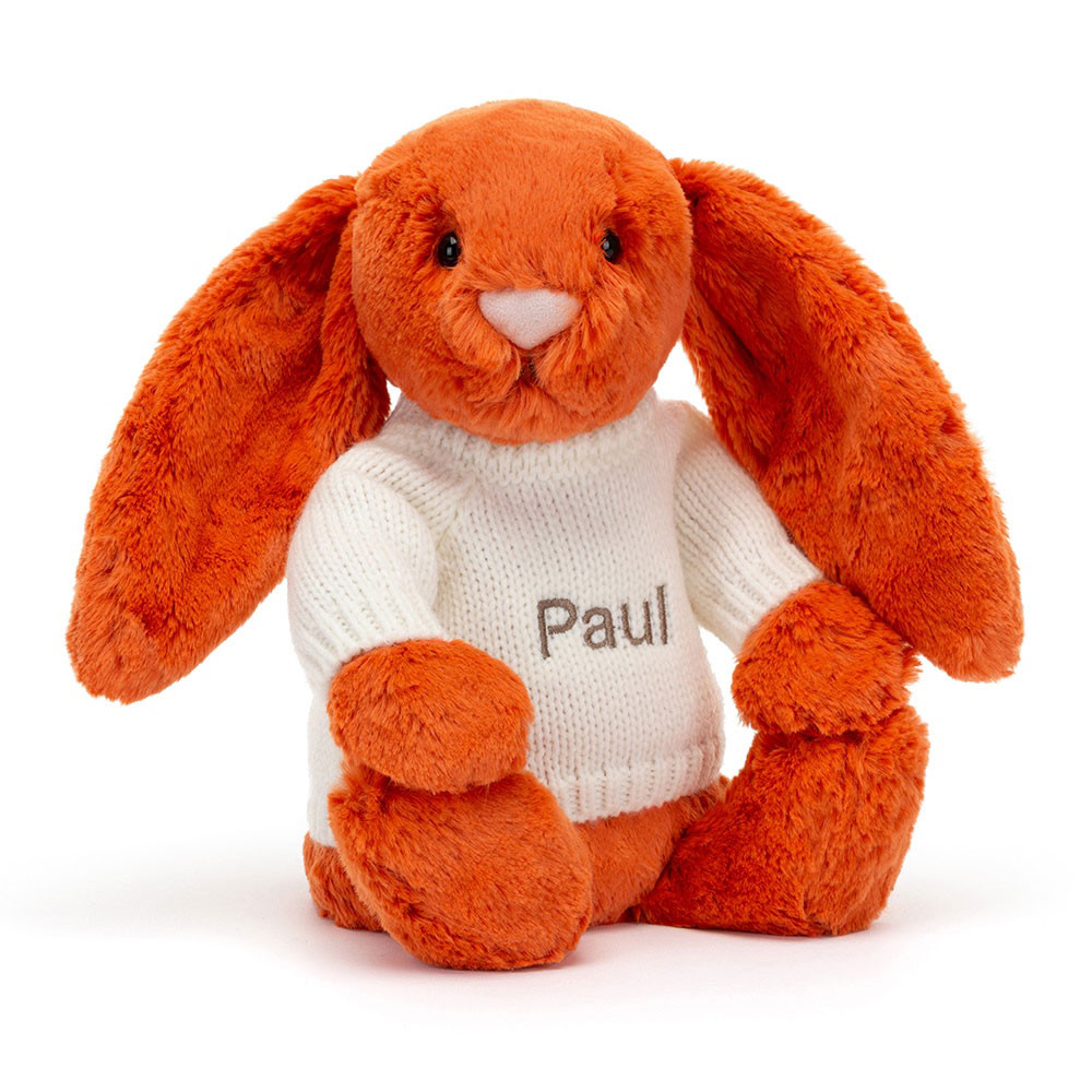 Bashful Tangerine Bunny with Personalised Cream Jumper - Official