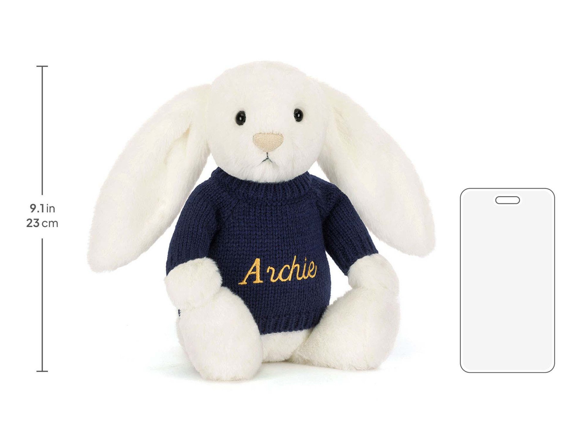 Bashful Luxe Bunny Luna with Personalised Navy Jumper - Official