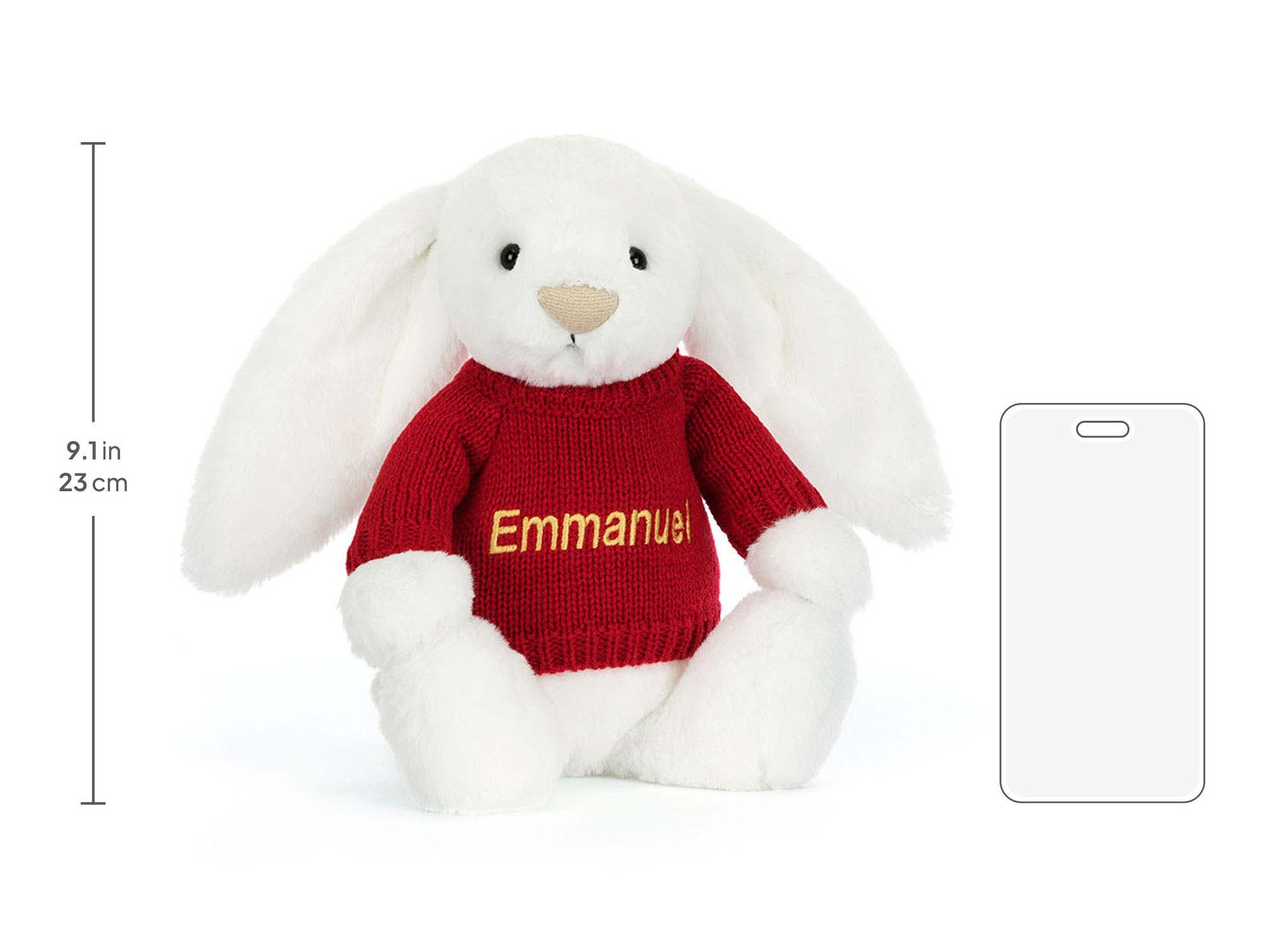 Bashful Luxe Bunny Luna with Personalised Red Jumper - Official