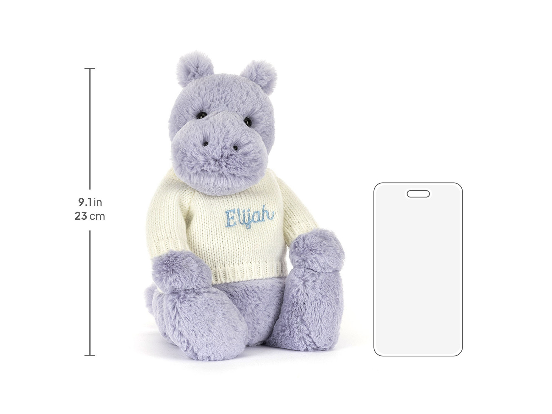 Bashful Hippo with Personalised Cream Jumper - Official Jellycat