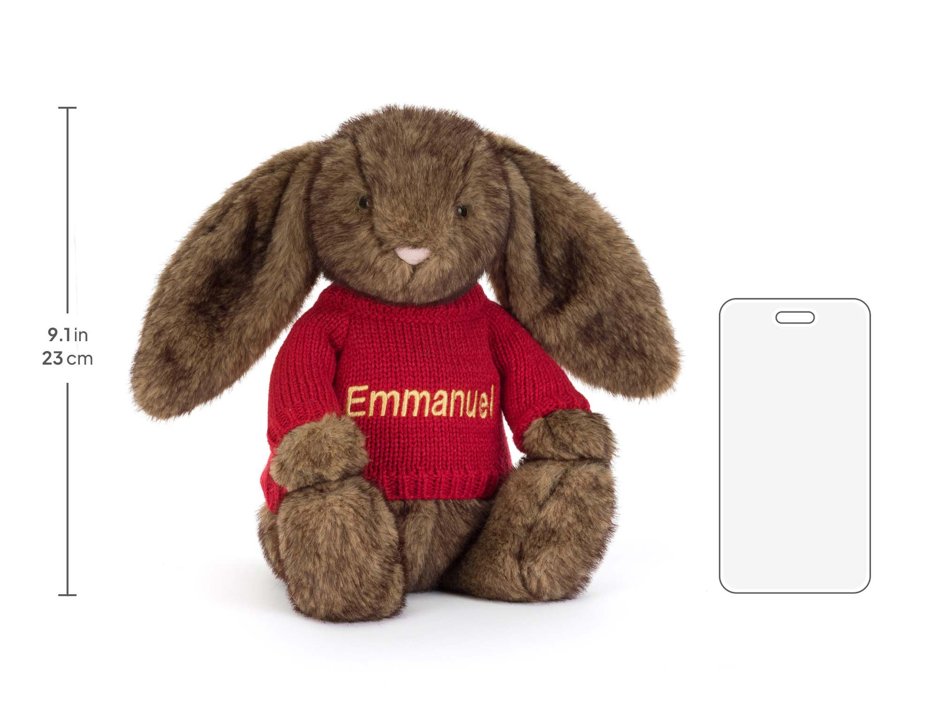 Hoppleston Luxe Bunny with Personalised Red Jumper - Official Jellycat
