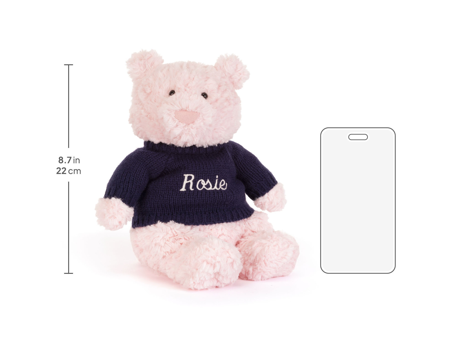 Leola Bear with Personalised Navy Jumper - Official Jellycat