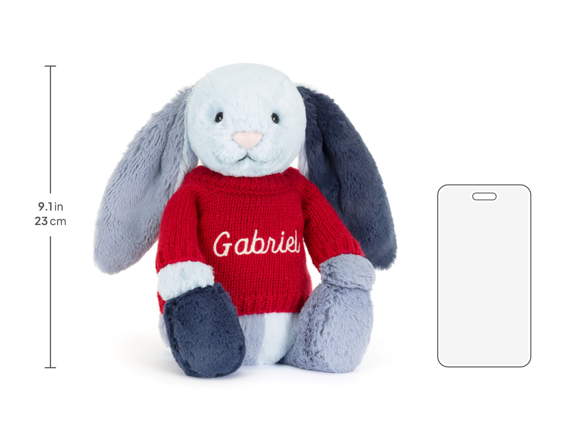 Puddlesea Bunny with Personalised Red Jumper - Official Jellycat