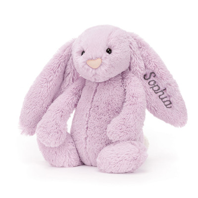 Personalised Bashful Lilac Bunny Medium, View 4