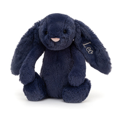 Personalised Bashful Navy Bunny Medium, View 4