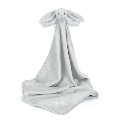 Personalised Bashful Silver Bunny Blankie, Main View