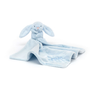 Personalised Bashful Blue Bunny Soother, View 4