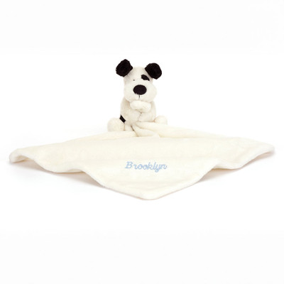 Personalised Bashful Black & Cream Puppy Soother, Main
