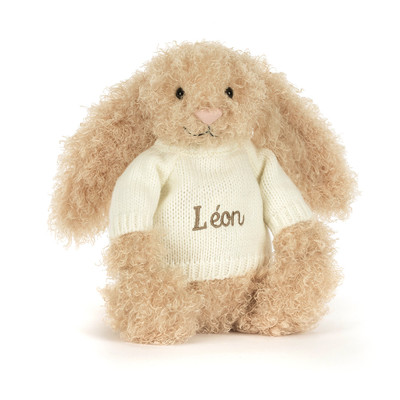 Bashful Bunny Curly with Personalised Cream Jumper, Main View