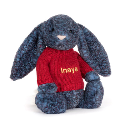 Hopscone Luxe Bunny with Personalised Red Jumper, Main View