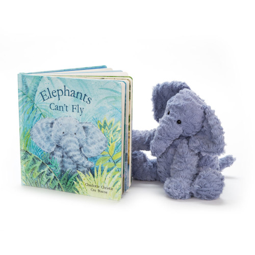 Elephants Can't Fly Book and Fuddlewuddle Elephant, Main View Elephants Can't Fly Book and Fuddlewuddle Elephant, Main View