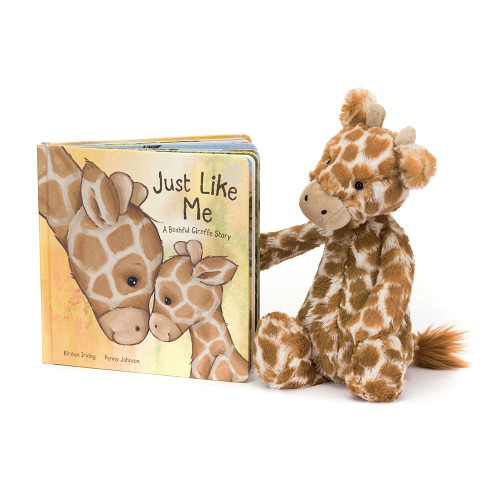 Just Like Me Book and Bashful Giraffe, Main View Just Like Me Book and Bashful Giraffe, Main View