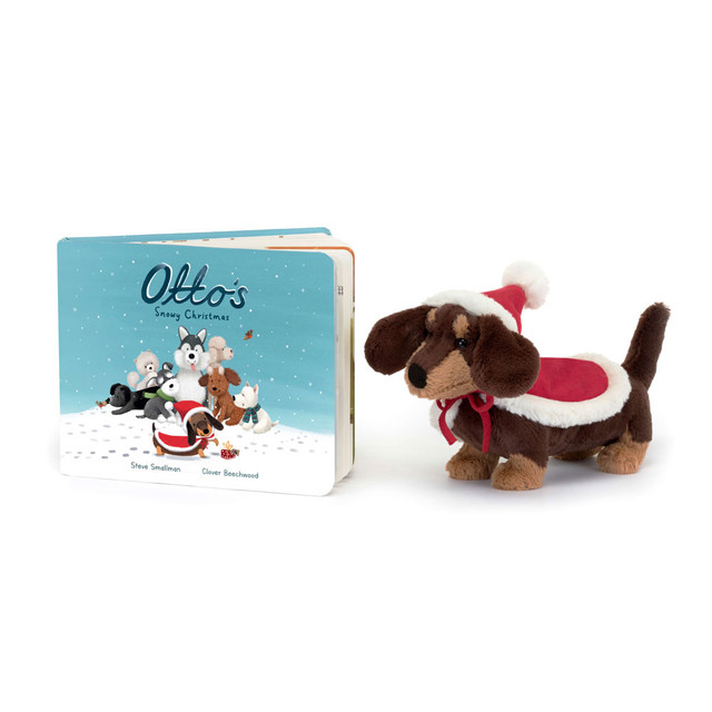 Otto's Snowy Christmas Book and Winter Warmer Otto Sausage Dog