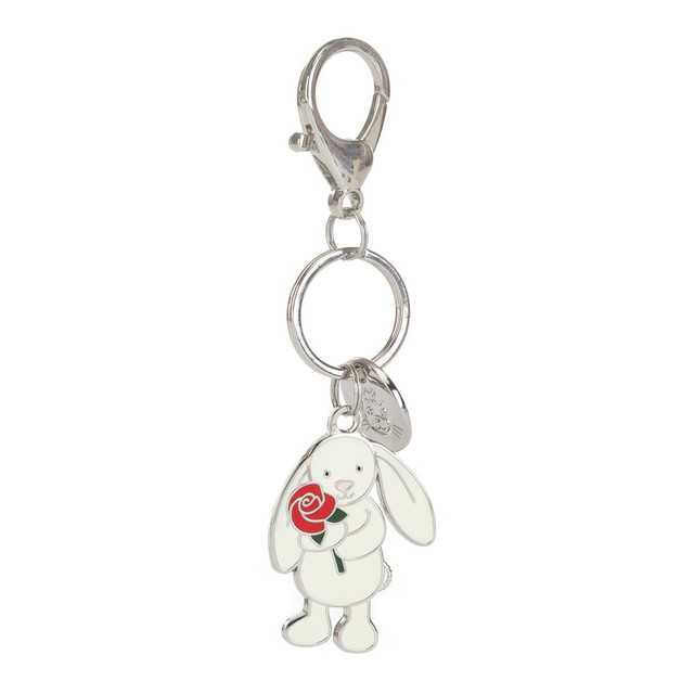 Cream Bunny with Rose Keyring