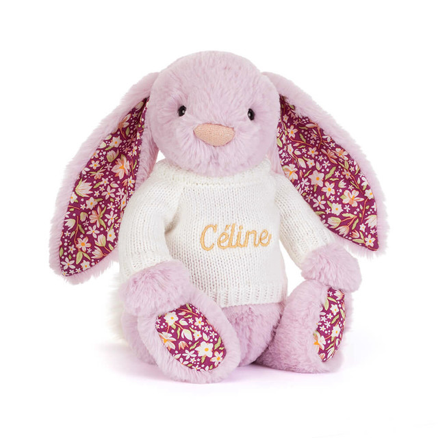 Thistlepop Blossom Luxe Bunny with Personalised Cream Jumper