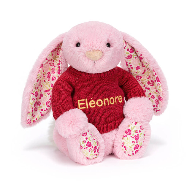 Blushkin Blossom Luxe Bunny with Personalised Red Jumper