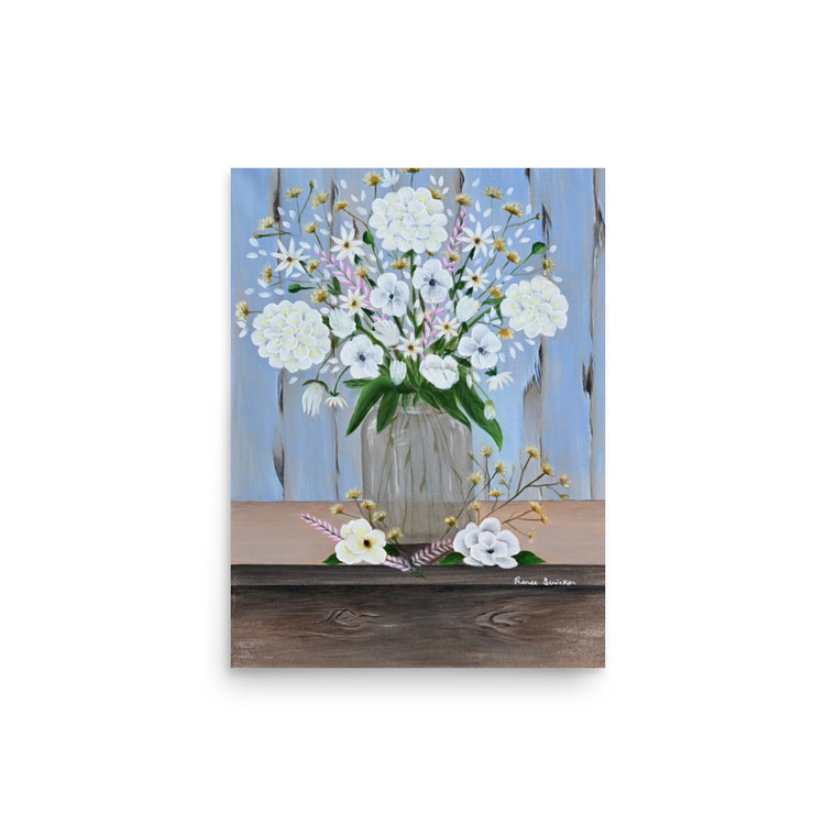 Jar of Flowers Paper Print