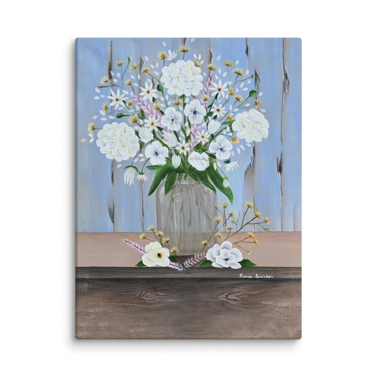 Jar of Flowers on Canvas