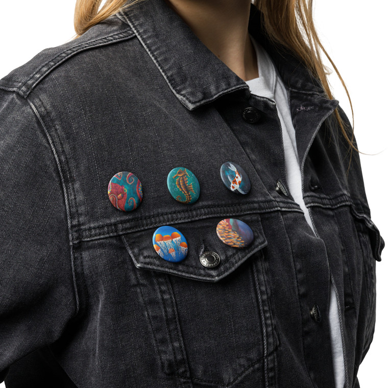 Sea Creatures - Set of pin buttons