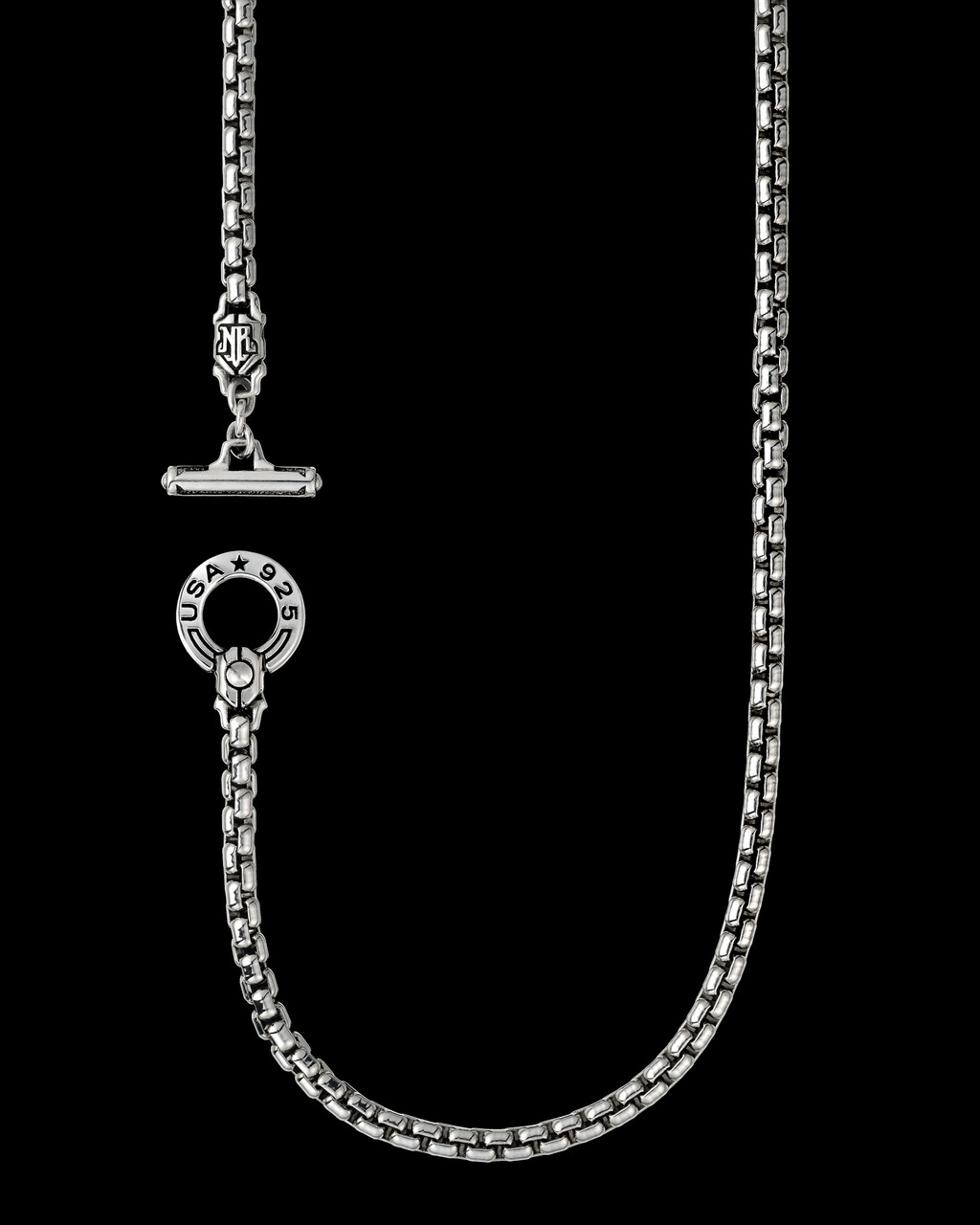★MIDNIGHT MOMENT.★ toggle rope necklace silver Avery Box Toggle Chain | Sterling Silver Box Chain Necklace