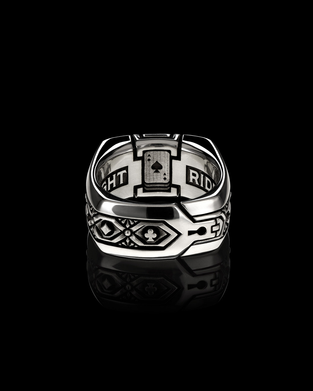 The Kings Royal Band, Sterling Silver Texas Hold 'em Ring by NightRider Jewelry - Back View The Kings Royal Band, Sterling Silver Texas Hold 'em Ring by NightRider Jewelry - Back View