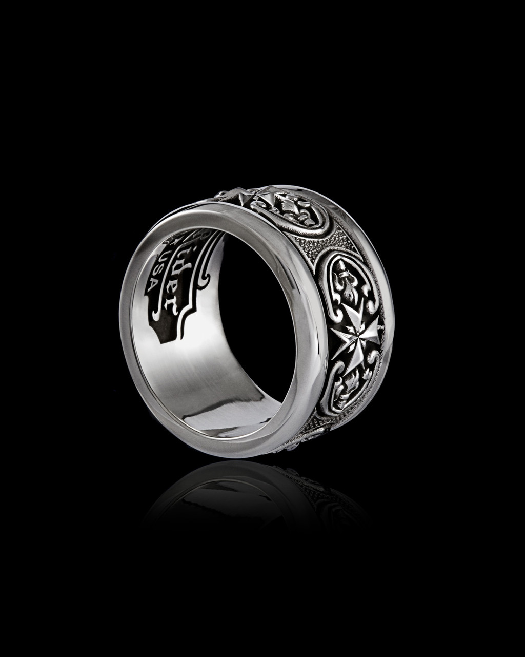 Dominion Band Silver Ring by NightRider Jewelry - Side View Dominion Band Silver Ring by NightRider Jewelry - Side View