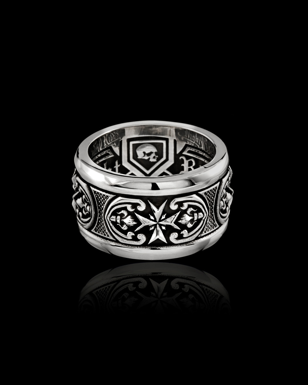 Dominion Band Ring in Sterling Silver by NightRider Jewelry- Front View Dominion Band Ring in Sterling Silver by NightRider Jewelry- Front View