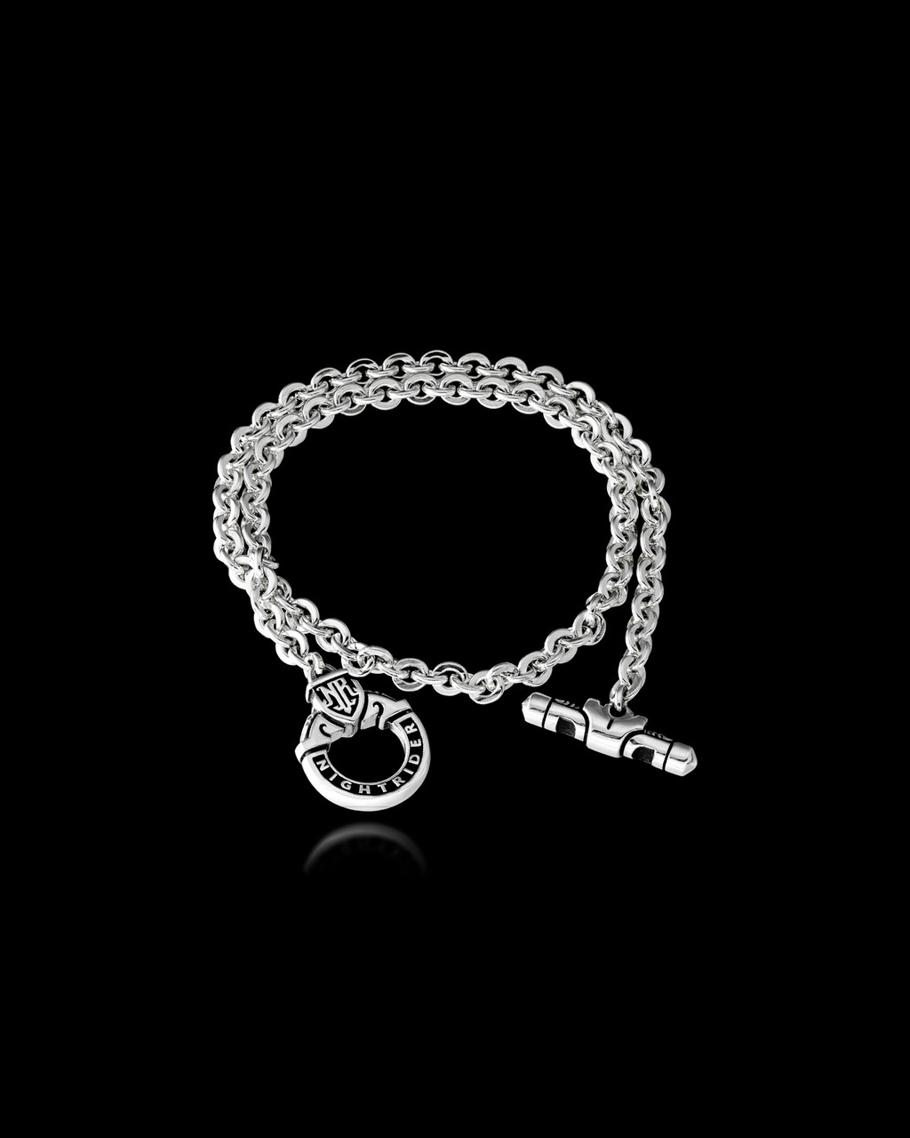 Eden Toggle Silver Wrap Bracelet in Sterling Silver by NightRider Jewelry - Double Wrapped