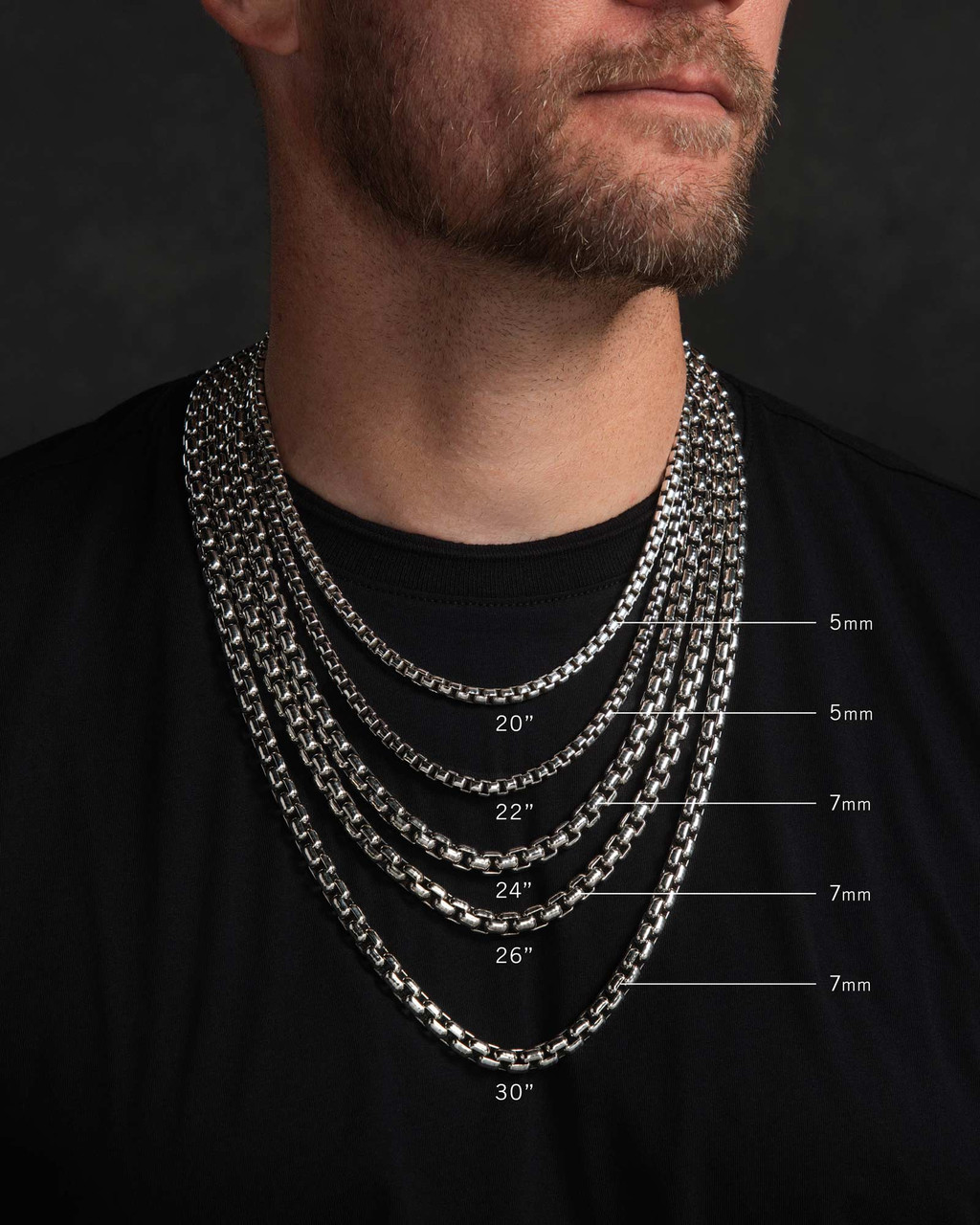 Royal Toggle Chain Luxe in Solid Sterling Silver and 14K Gold with diamonds by NightRider Jewelry - size chart Royal Toggle Chain Luxe in Solid Sterling Silver and 14K Gold with diamonds by NightRider Jewelry - size chart