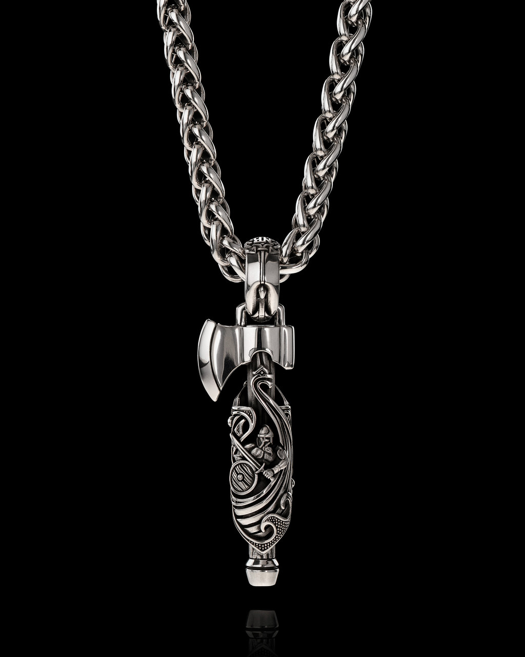 Sons of Valhalla Viking Warrior Necklace Pendant in Sterling Silver by NightRider Jewelry