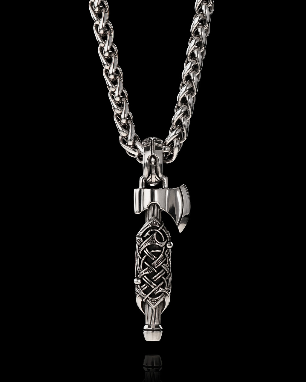 Sons of Valhalla Viking Warrior Pendant in Sterling Silver and 14K Gold by NightRider Jewelry - Front