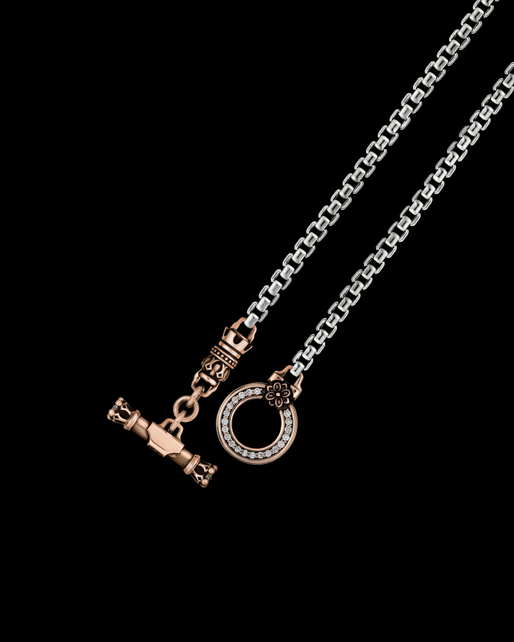 Crown Toggle Rose Gold & Sterling Silver Chain Luxe Edition by NightRider Jewelry