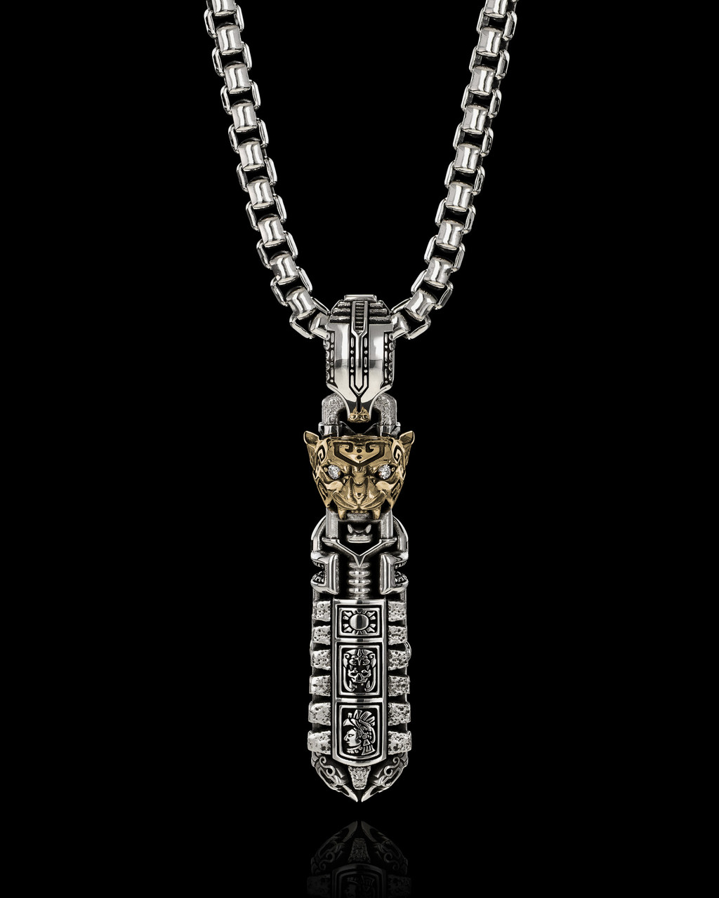 Obsidian Pendant Luxe | Aztec Jaguar Warrior Pendant | NightRider