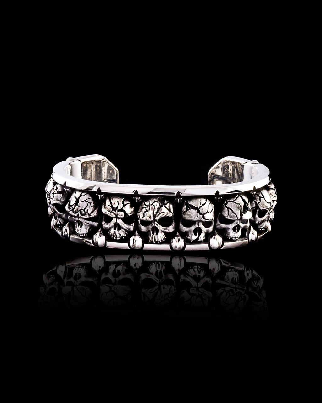 All in the Family Cuff  Skull Bracelet by NightRider Jewelry - Front View All in the Family Cuff  Skull Bracelet by NightRider Jewelry - Front View