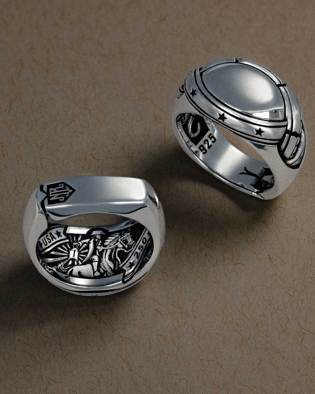 Sons of Liberty Ring with Paul Revere Under Gallery Detail by NightRider Jewelry