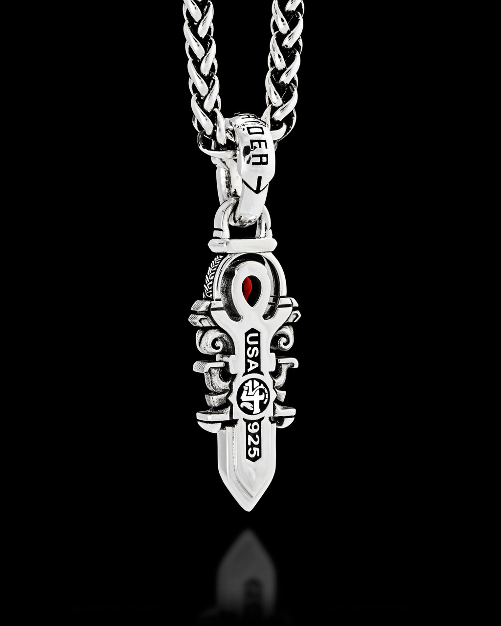 Guardian Angel Silver Necklace Pendant by NightRider Jewelry - Back View Guardian Angel Silver Necklace Pendant by NightRider Jewelry - Back View