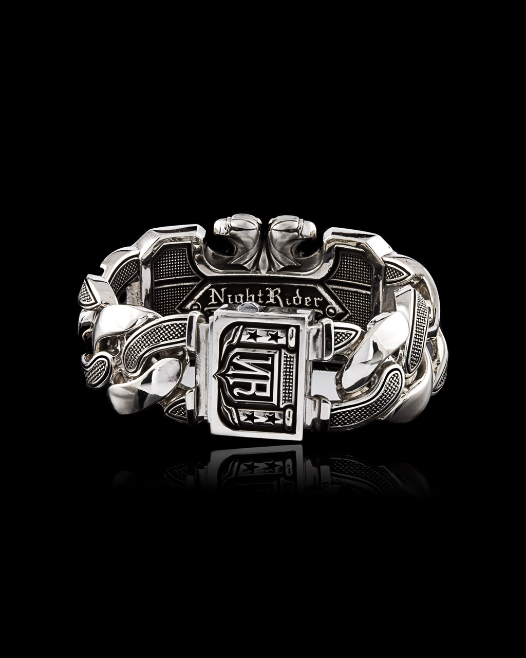 Covenant Double Eagle Silver Bracelet by NightRider Jewelry - Clasp View Covenant Double Eagle Silver Bracelet by NightRider Jewelry - Clasp View