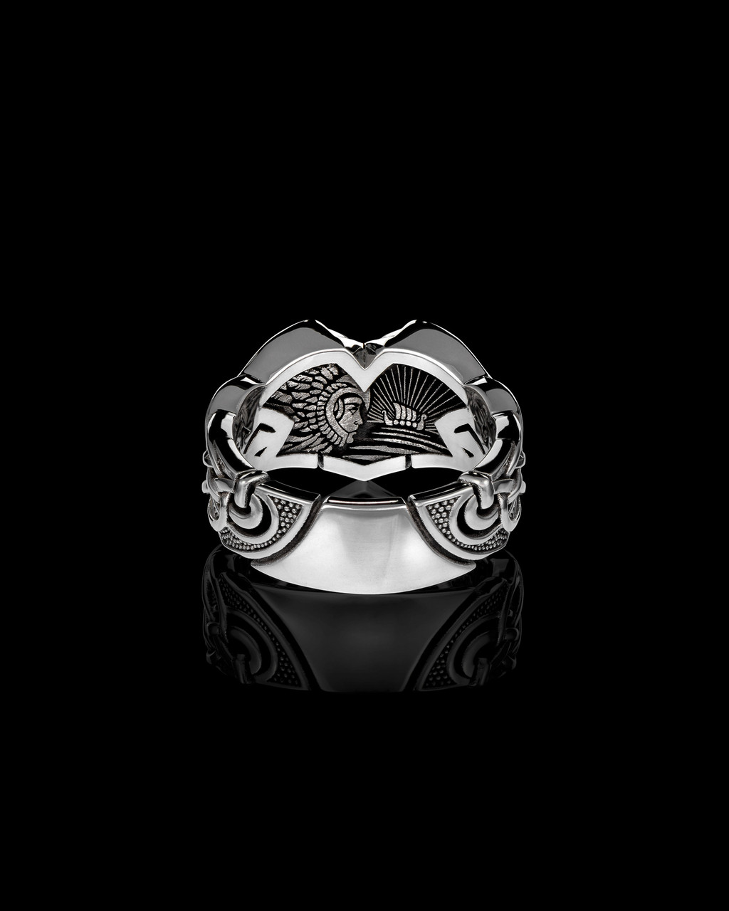 Valkyria Band Valkyrie Ring Female Warrior Ring by NightRider Jewelry - Back