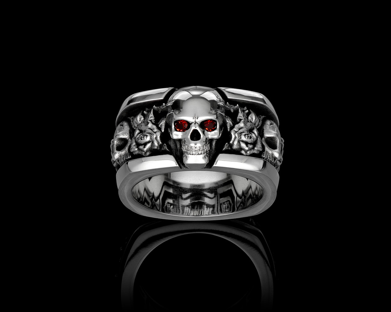 Roses Band | Silver skulls Ring | NightRider Jewelry
