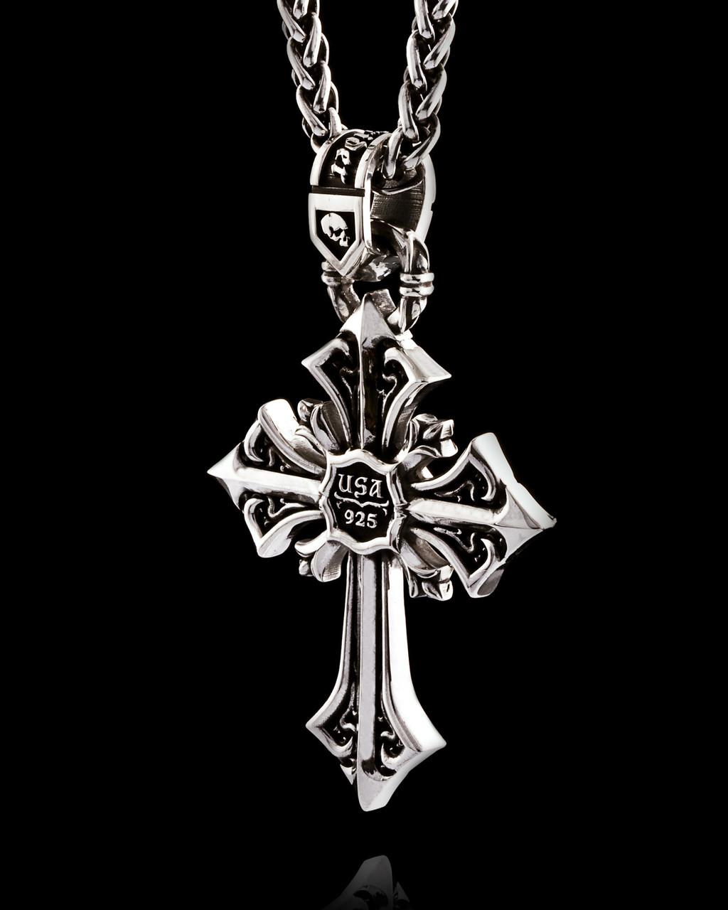 Divinity Cross Silver Pendant by Nightrider Jewelry - Back View Divinity Cross Silver Pendant by Nightrider Jewelry - Back View