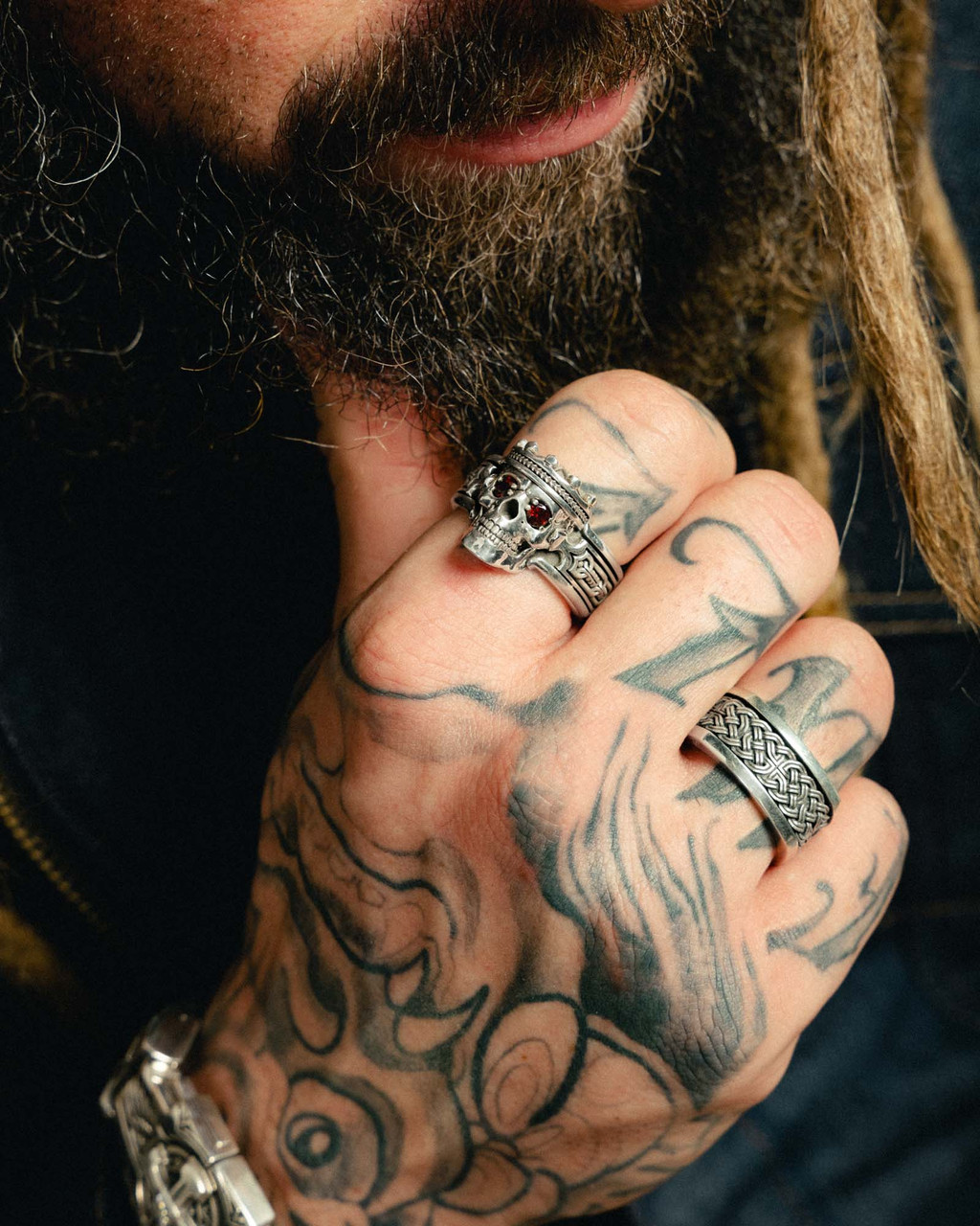 Guardian Skull Ring with Crown | Sterling Silver Skull Ring