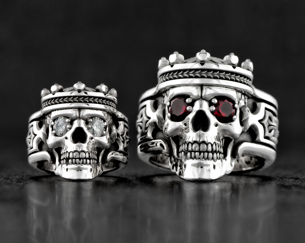 Unikei SilverBlack Skull King Ring for Men with Crown Eye India | Ubuy