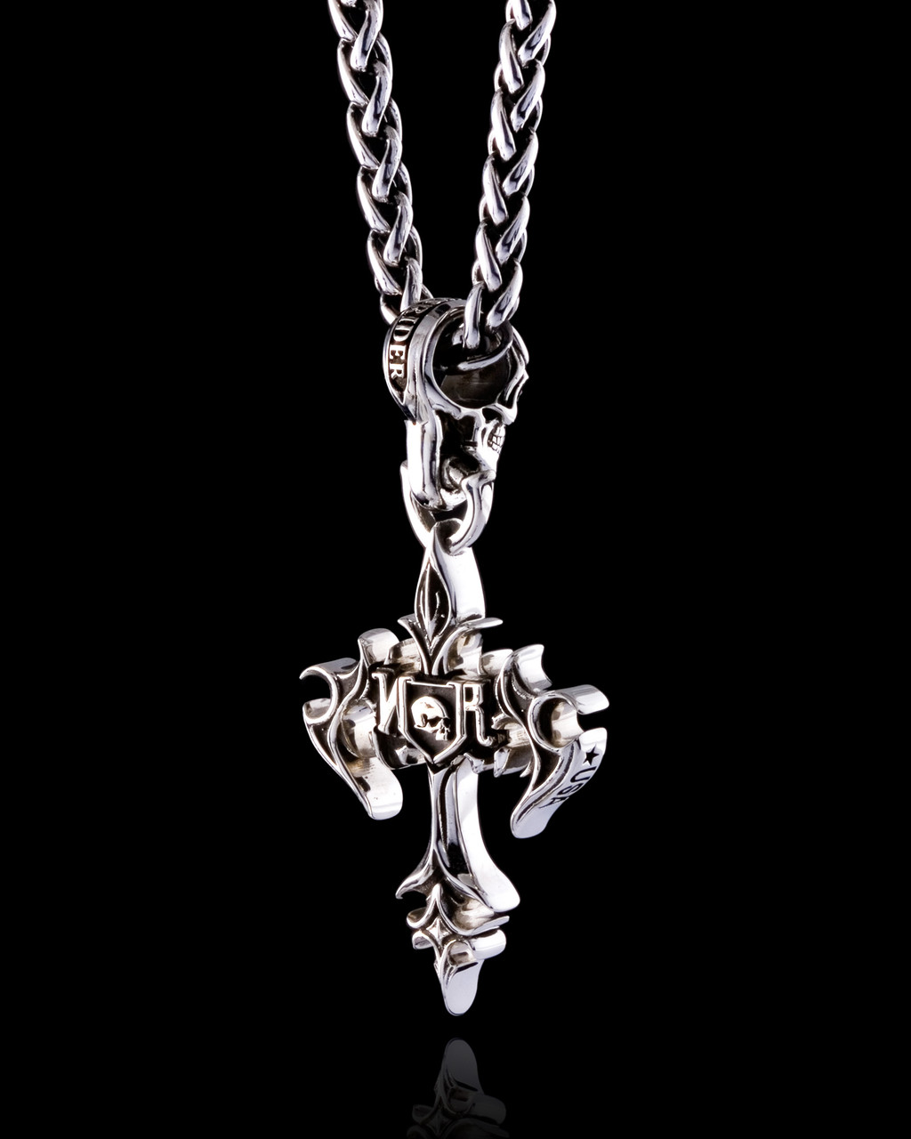 Aldric Gothic Cross Pendant by NightRider Jewelry - Back Aldric Gothic Cross Pendant by NightRider Jewelry - Back