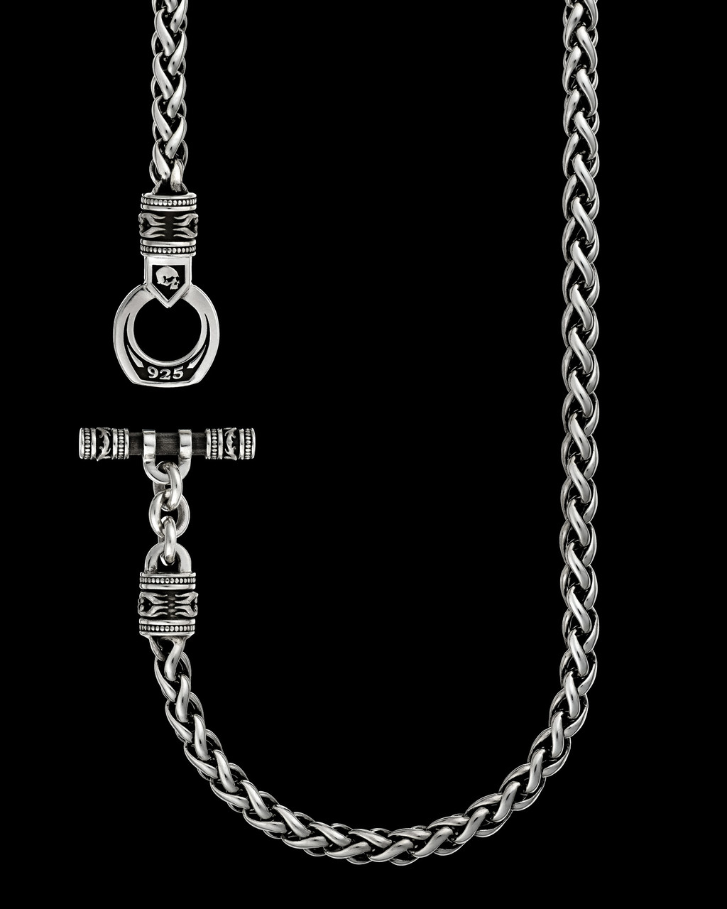 ★MIDNIGHT MOMENT.★ Black square chain necklace silver NightRider Toggle Chain