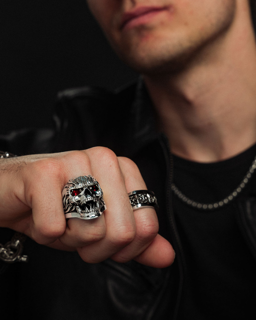 Fireskull Ring | Flaming Skull Ring in Sterling Silver