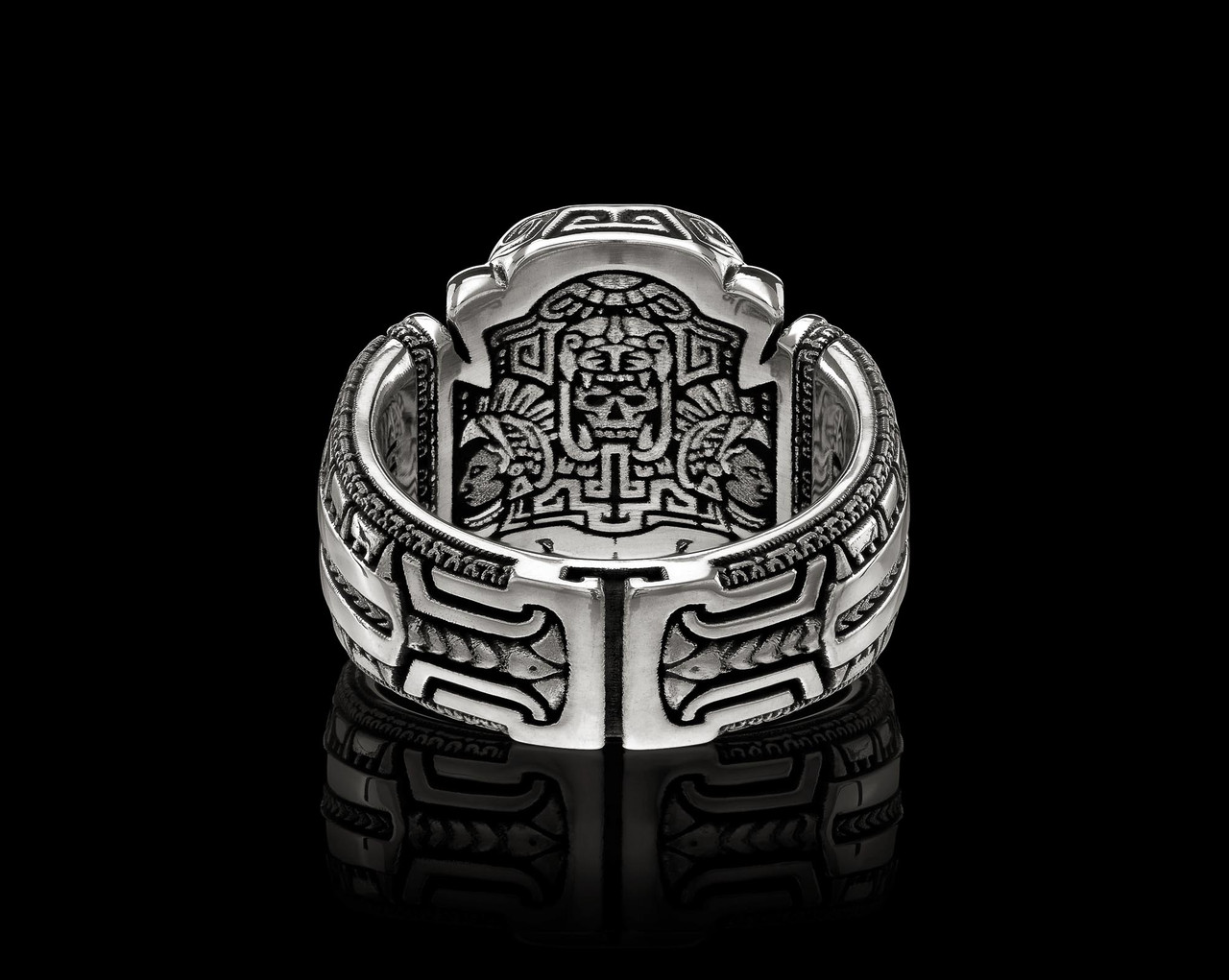 Ocelotl Band | Aztec Warrior Jaguar Ring | NightRider Jewelry