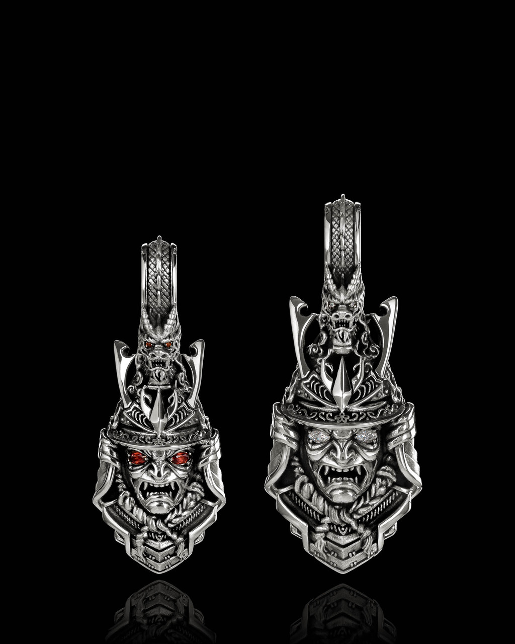 Bushido  Japanese Samurai Pendant in Solid Sterling Silver by NightRider Jewelry - Medium and Large Styles Bushido  Japanese Samurai Pendant in Solid Sterling Silver by NightRider Jewelry - Medium and Large Styles
