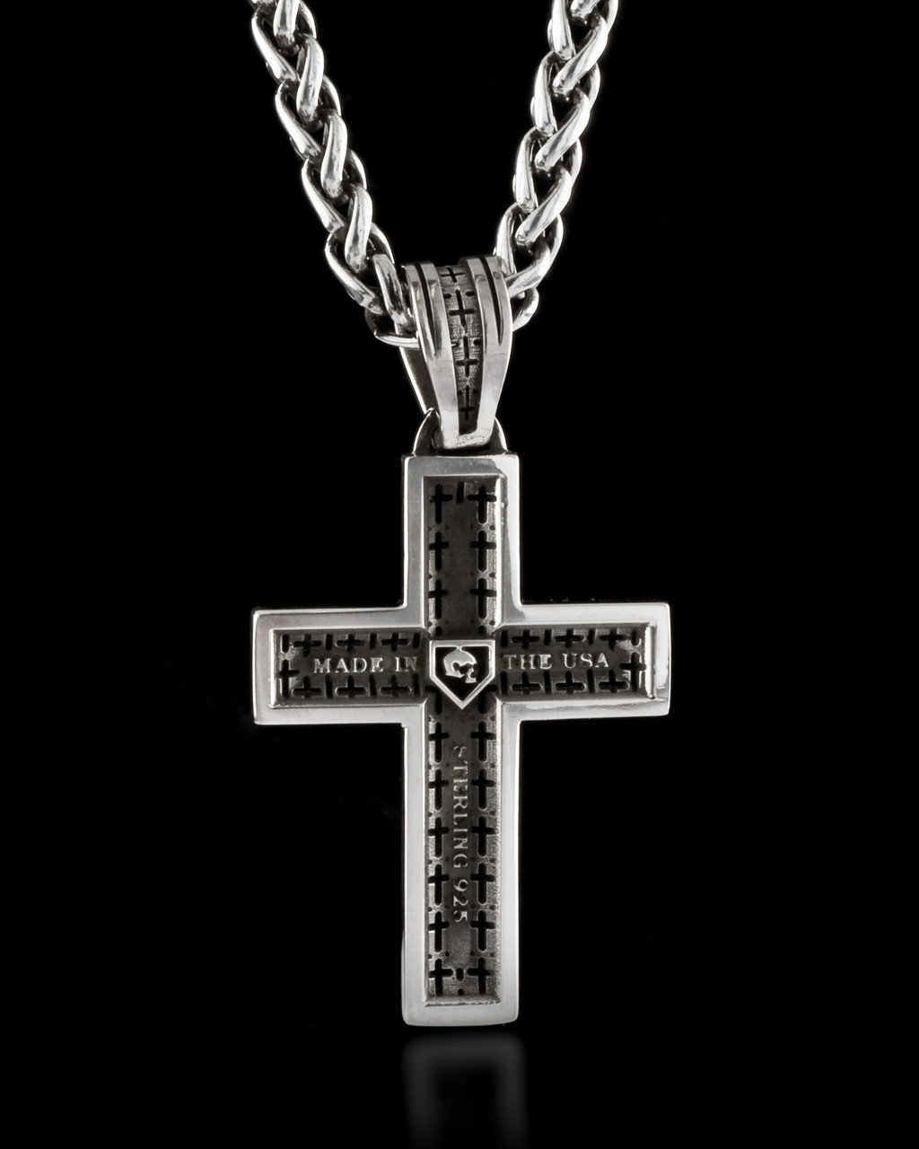 Stained Glass Silver Cross Pendant by NightRider Jewelry - Back View Stained Glass Silver Cross Pendant by NightRider Jewelry - Back View
