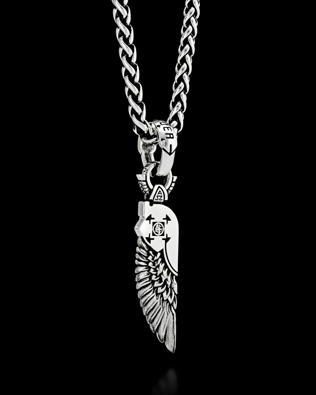 Cherubim Wing Necklace Pendant by NightRider Jewelry - Back View Cherubim Wing Necklace Pendant by NightRider Jewelry - Back View